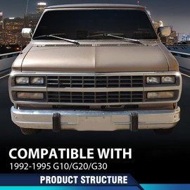 PIT66 Chrome Headlight Bezel Trim Surround Pair Compatible with Chevy G10/G20 1992-1995, G30 1992-1996, P30 Base 1992-1996 15685966 15685965 GM2513187 GM2512187