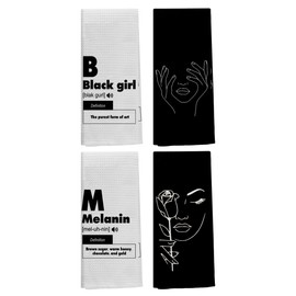 Knibeo Gifts for Black Woman Girl, African American Gifts, Black Girl Magic Hand Towels,Black Girl Stuff, Boho Hand Towels for Bathroom, Set of 4
