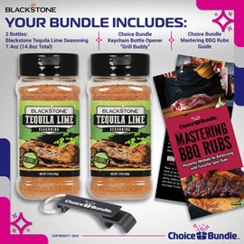 Blackstone Tequila Lime Seasoning – Gourmet Griddle Premium Barbecue Rub 2 Pk (14.8 oz) + BBQ Masters & Opener (4 Items)!