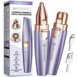 Rechargeable 2-in-1 Eyebrow & Facial Hair Remover for Women, Painless Razor with LED Light for Lips, Body & Daily Gentle Comfort:_Solar Purple_1 Pack