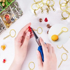 YSTrillion Set of 120 Key Ring Set, Key Ring with Chain, Key Ring Craft Split Key Rings with Link Chain for DIY Crafts Jewellery