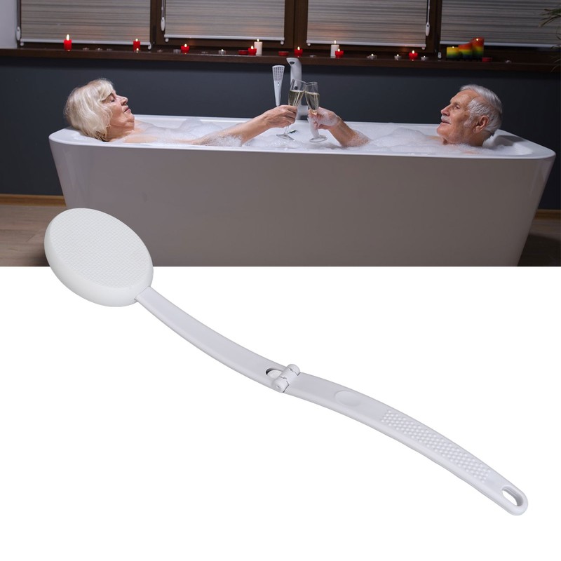 Folding Curved Handle Bath Brush with 2 Heads Anti Slip