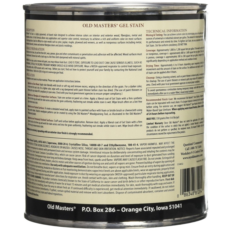 Old Masters 1 qt 81204 Maple Oil-Based Gel Stain