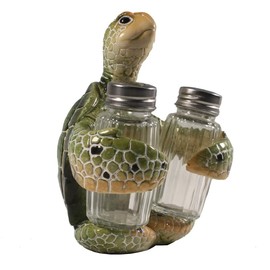 Chesapeake Bay 74308 Polyresin and Glass Turtle Salt and Pepper Shakers 5.75 Inches
