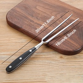 Feishiong Large Meat Fork, Stainless Steel Meat Fork with Wooden Handle, 12 Inch Long Metal Chef Pro Forks for BBQ, Barbecue, Serving, Cooking, Grilling, Roasting