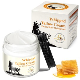 Sarga de ternera para la piel – Crema hidratante profunda para la cara, hidratante natural alimentado con pasto y bálsamo de crema de miel para una cara y cuerpo nutritivos suaves, 2.1 onzas