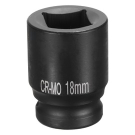 sourcing map 4 Point Square Socket 1/2" Drive 18mm Metric Square Impact Socket CR-MO Blackening Standard Wheel Sockets Pneumatic Socket Tool for Auto Repair Mechanical Maintenance Home Use