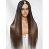 Julia Hair V Part Glueless Wig Human Hair Yaki Straight