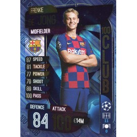 MATCH ATTAX 19/20 FRENKIE DE JONG 100 CLUB TRADING CARD - FC BARCELONA