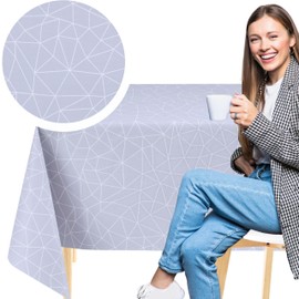 KP HOME Wipe Clean Tablecloth Square 55.1"x 55.1" (140x140cm) - Plastic Table Cloth Wipe Clean, Indoor and Outdoor PVC Oil Cloth Table Cover Waterproof - Symmetry in Motion Pattern