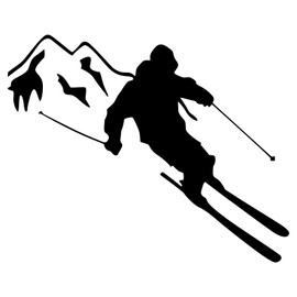 Extreme Sport Home Decor Skier Skiing Silhouette Wall Stickers Kid Home Decoration Fitness Gym Health Decals Black 23 X 12 in
