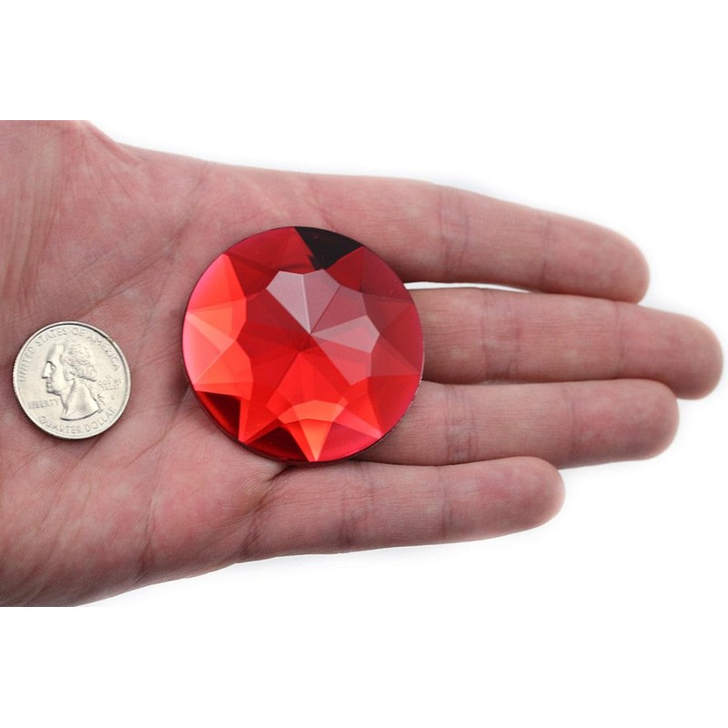 Allstarco 50mm (2") Large Red Ruby Round Flat Back Acrylic