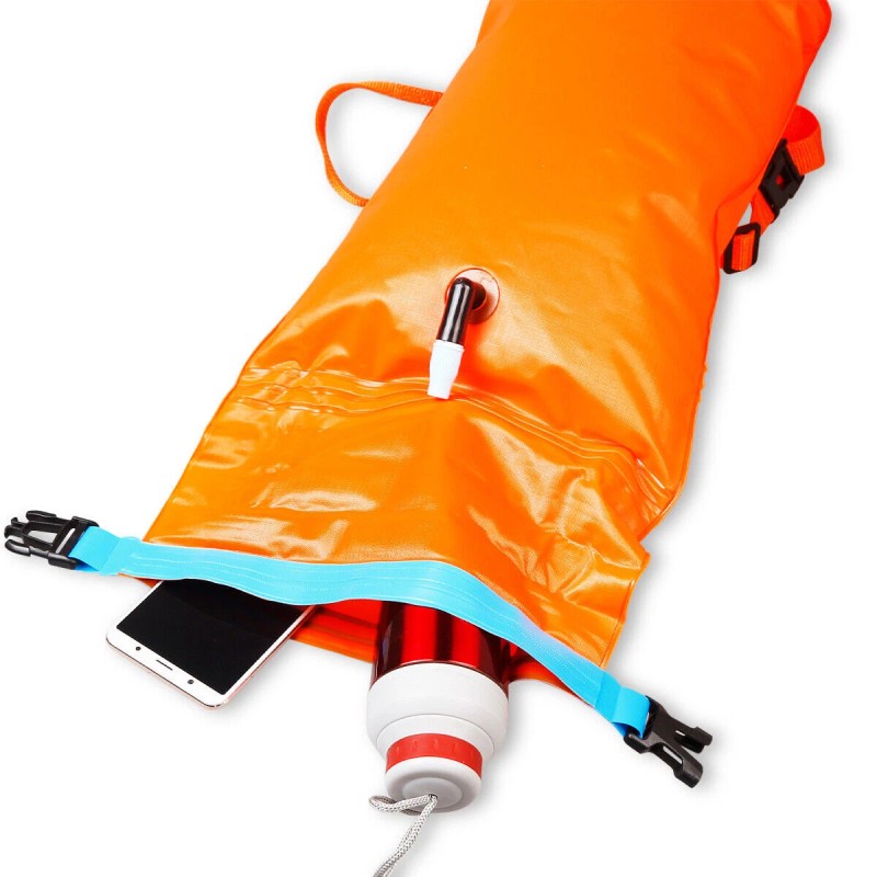 T6 2PCS Orange Swim Buoy Dry Bag Open Water Safety