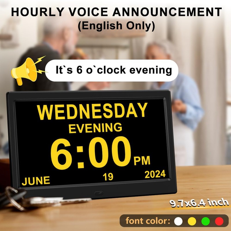 CAZOKASI Extra Large Impaired Vision Digital Alarm Clock with Day