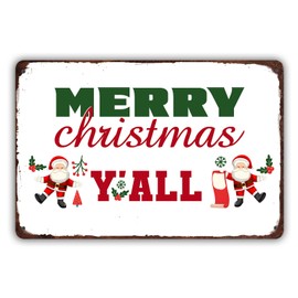 Funny Tin Signs Merry Christmas Y'all Tin Sign Retro Sign Vintage Decor for Home Cafe Bar Office Store Wall Decor 8x12 inch
