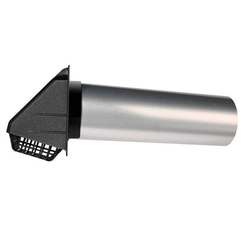 Deflecto Wide Mouth Dryer Vent Hood with Pipe, Bird Guard-Black
