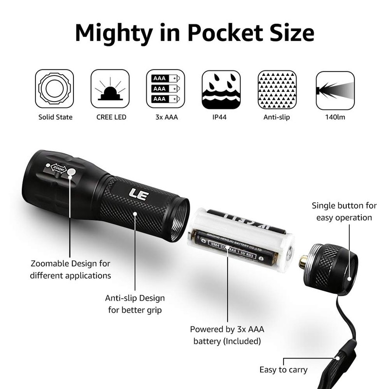 Lighting EVER LED Flashlights High Lumens, Small Flashlight, Waterproof, Adjustable