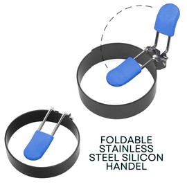 Egg Ring 2-Pack Stainless Steel Egg Rings with Anti-Scald Folding Handle Non Stick Coating Suitable for Egg Frying,Shaping,Pancakes,Mini Burger