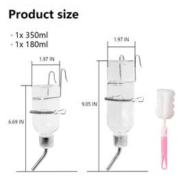 Trinkflasche Kaninchen, Hamster Trinkflasche, Winterfest Trinkflasche Meerschweinchen Mit Halterung, Hasen Zubehör Kaninchen Tränke Trinkflasche Nagertränke Für Chinchilla Eichhörnchen, 180ml+350ml