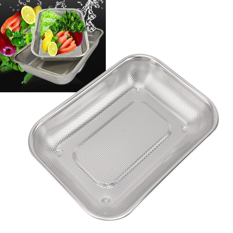 Fruit Vegetable Rectangular Strainer Basket Stainless Steel Colander Strainer Rectangle