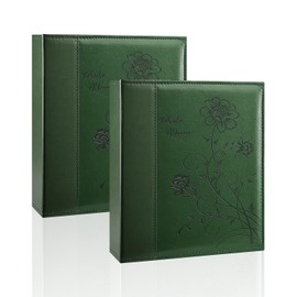 Miaikoe Photo Album 8x10 2 Packs Clear Pages Pockets Leathe Cover Slip Slide in Photo Album Each Holds 50 Vertical 8x10 Photos Picture Book for Wedding Family (Dark Green)