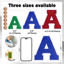 QianSiLi 6.0 Inch Chenille Iron On Letters for Clothes Varsity Letter Patches Embroidered Patch Iron On Patches for Clothing Jacket/Hoodie/Varsity (Yellow,S)