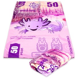 Mi Mantita Mx Toalla de Ajolote Billete de 50 Pesos (Lavanda)