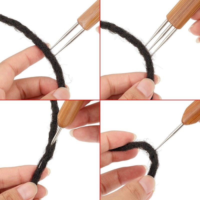 WILLBOND 5 Pieces Dreadlocks Crochet Hook Tool Includes 3 Dreadlocks