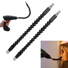 Herisiy Flexible Drill Bit Extension Superbit,Flexible Screwdriver Drill Bit Extension,11.6 inch Bendable Drill Bit Extension,Flexible Shaft Extension Bits，Aircraft Maintenance (2pcs,Black)