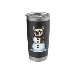 French Bulldog Dog Snowman Scarf Christmas Womens Mens Kids Stainless Steel Insulated Tumbler