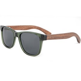 GOWOOD Sunglasses Mens & Women | Sunglasses Mens Polarized Walnut Wood Temples & Crystal Green Acetate Frame | Black Sunglasses UV400 | Women & Mens Sunglasses UV Protection
