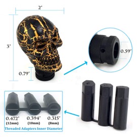 Thruifo Skull MT Car Stick Shifter Handle, Gear Shift Knob Small Teeth Devil Skeleton Style Fit Most Manual Automatic Transmissions, Black Pattern