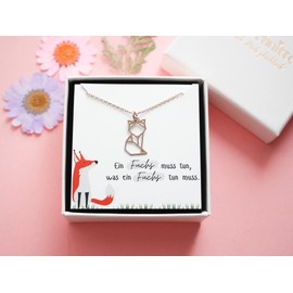 Precious Cut Necklace Fox Love 925 Silver Rose Gold Fox Fox Chain Gift, Silver