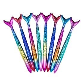 Lopenle 12PCS Novelty Mermaid Pens Fish Pens Mermaid Tail Pens Cute Fish Beauty Pens1.0MM Blue Ink Ballpoint Pens For Desk Decoration Accessories School Office