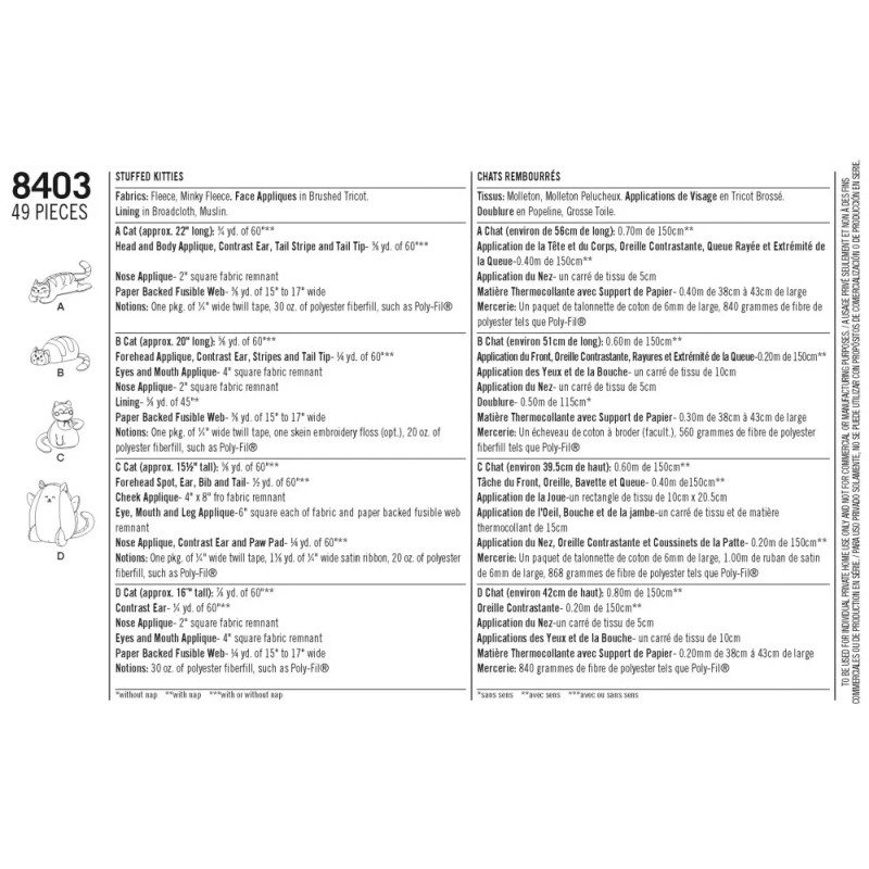 Simplicity SEWING PATTERN Large Stuffed Animal Soft Plush Toy -