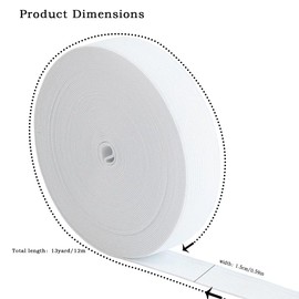Tovyzalg Elastic Band for Sewing, White Width Flat Elastic Cord, Knit Bands for Sewing Waistband and Pants Waist, Elastic Bands Spool for Pants Elastic Waistband Sewing, Wide 0.59 Inch 13 Yard