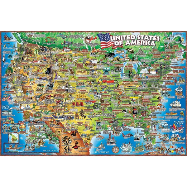 Waypoint Geographic World Map Illustrated 250-Piece Jigsaw Puzzle, Informative Puzzles