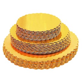 ONE MORE ONE MORE 30-Pack Cake Board Rounds, Circle Cardboard Base Boards, 8, 10 and 12-Inch. Perfect for Cake Decorating, 10 of Each Size (Gold, 30)