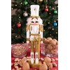Clever Creations Gold and White Soldier 12 Inch Traditional Wooden