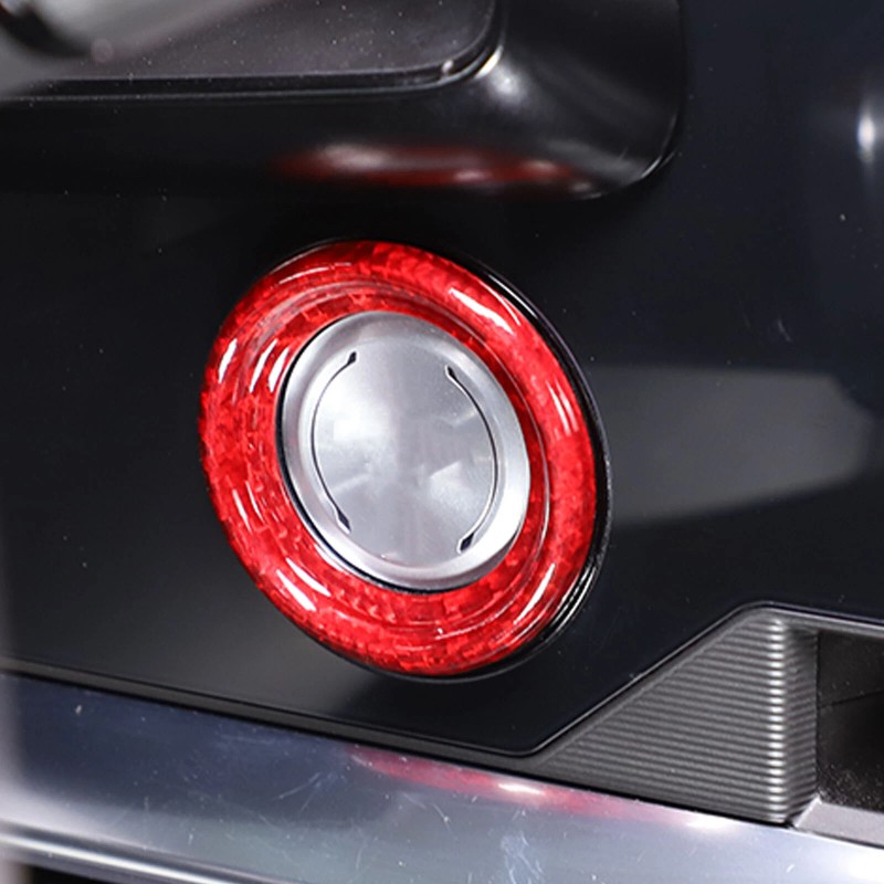 carpart2021 Red Carbon Fiber Push To Start Button Cover Trim
