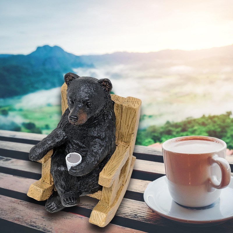 AMAJY Rustic Brown Bear in Rocking Chair Figurine - Tabletop