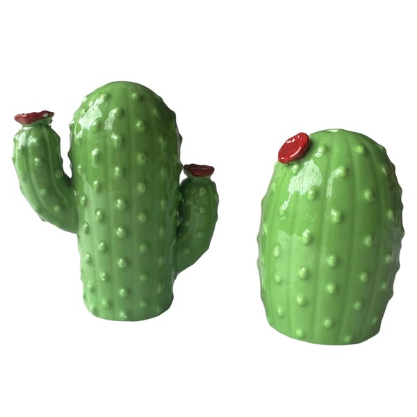 KHGBT Hand - Painted Ceramic Cactus Salt & Pepper Shakers,