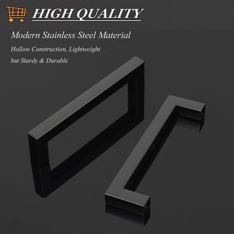 Probrico (6 Pack) Square Black Cabinet Handles 5 Inch(128mm) Hole