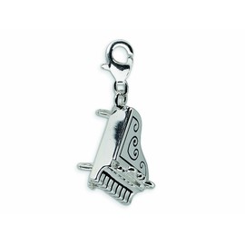 Amore LaVita Sterling Silver 3-D Enameled Grand Piano Lobster Clasp Bracelet Charm