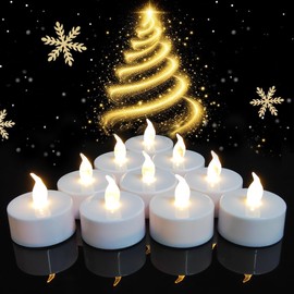 HjingChen 24 Stück LED Teelichter Kerzen, Batteriestart flammenlose realistische hell flackernde elektrische Kerzenlampe, Dose langlebig 200+ Stunden für Hochzeit, Festival, Parteien(Warmweiß)