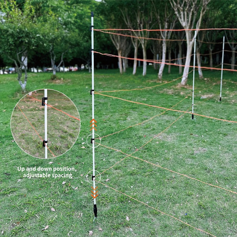 60'' Fiberglass Electric Fence Posts with Double Spikes for Animals,