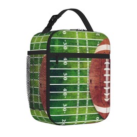 HKHEHOP Retro American Football Field Lunch Bag Insulated Reusable Lunch Box Lunch Tote Lunchbox Portable Bento Bags For Men Women Office Work Travel Picnic Camping