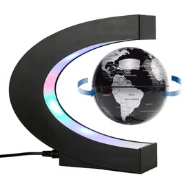 Magnetic Levitating Floating Globe with LED Light C Shape Base Anti Gravity High Tech World Map Birthday Gift Men Father Kid Teacher for Home Business Office Decoration Desk Gadget Education Demo