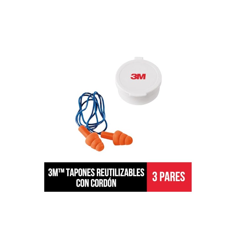 3M - Tapón auditivo reutilizable con cable en T