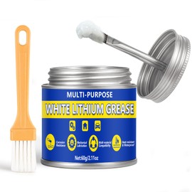 AstraVox Multi-Purpose White Lithium Grease, 60ml Automotive Grease with Brush for Hinges, Wheel Bearings, Gear, and Garage Door, Bike, Lithium Lubricant ideal for Household, Marine, Industrial (60ml)